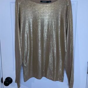Ralph Lauren Gold Sequin Long Sleeve Blouse